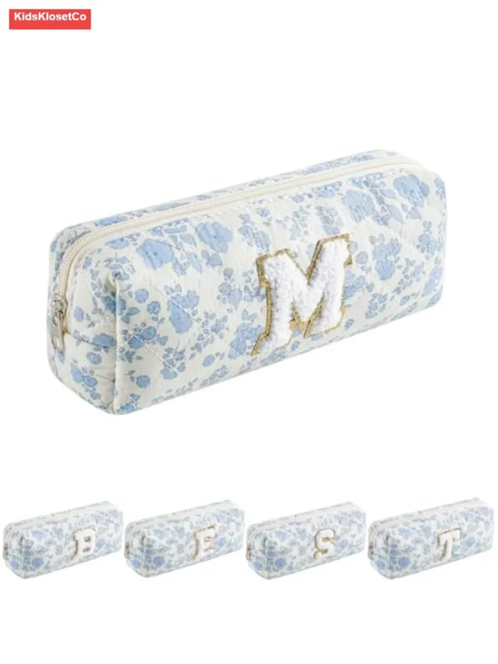 Personalized Initial Quilted Cosmetic Bag for Women Travel Toiletry Pouch